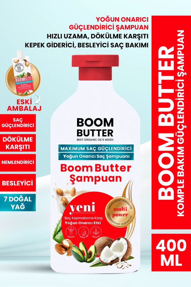 BOOM BUTTER 7 Yağ içeren Maksimum Güçlendirici Saç Şampuanı 400 ML - 1