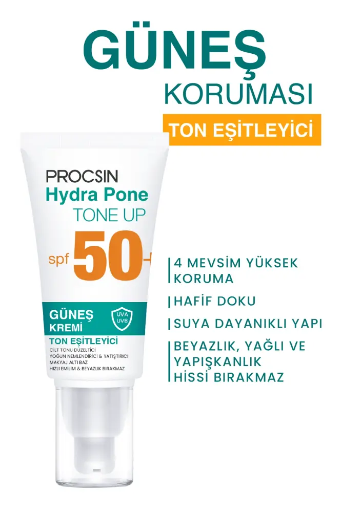PROCSIN Hydra Pone Spf50+ Cilt Tonu Eşitleyici Makyaj Efekti Veren Cam Cilt Güneş Kremi Pa++++ - 5