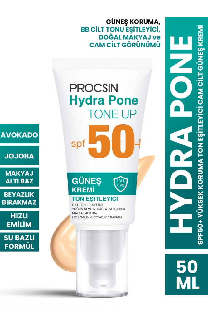 Hydra Pone Spf50+ Cilt Tonu Eşitleyici Makyaj Efekti Veren Cam Cilt BB Güneş Kremi Pa++++ - 1