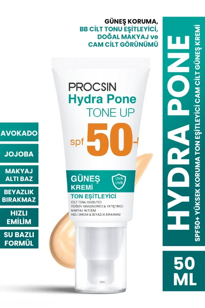 Hydra Pone Spf50+ Cilt Tonu Eşitleyici Makyaj Efekti Veren Cam Cilt BB Güneş Kremi Pa++++ - PROCSIN