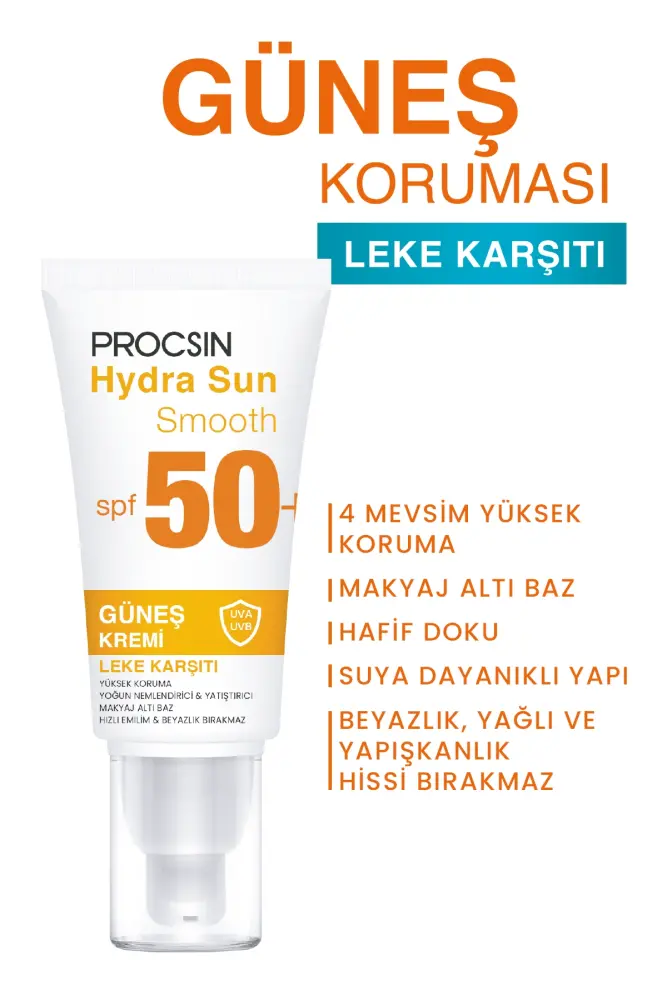 PROCSIN Hydra Sun Spf50+ Yoğun Nemlendirici Yatıştırıcı Leke Karşıtı Cam Cilt Güneş Kremi Pa++++ - 6