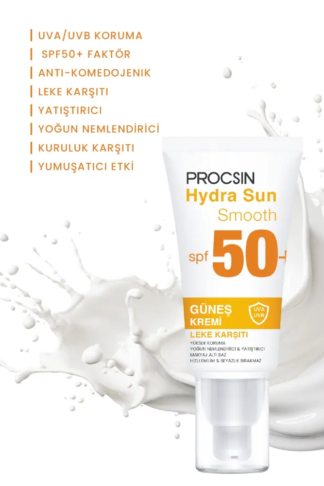 PROCSIN Hydra Sun Spf50+ Yoğun Nemlendirici Yatıştırıcı Leke Karşıtı Cam Cilt Güneş Kremi Pa++++ - 5