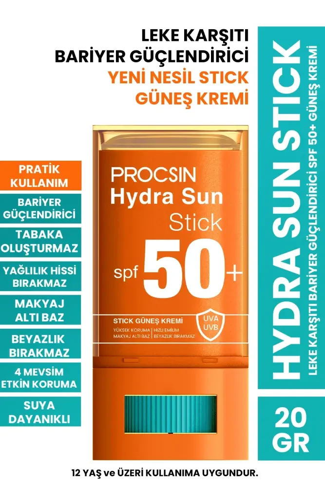 Hydra Sun Stick Leke Karşıtı Bariyer Güçlendirici Spf 50+ Güneş Kremi 20 GR - PROCSIN