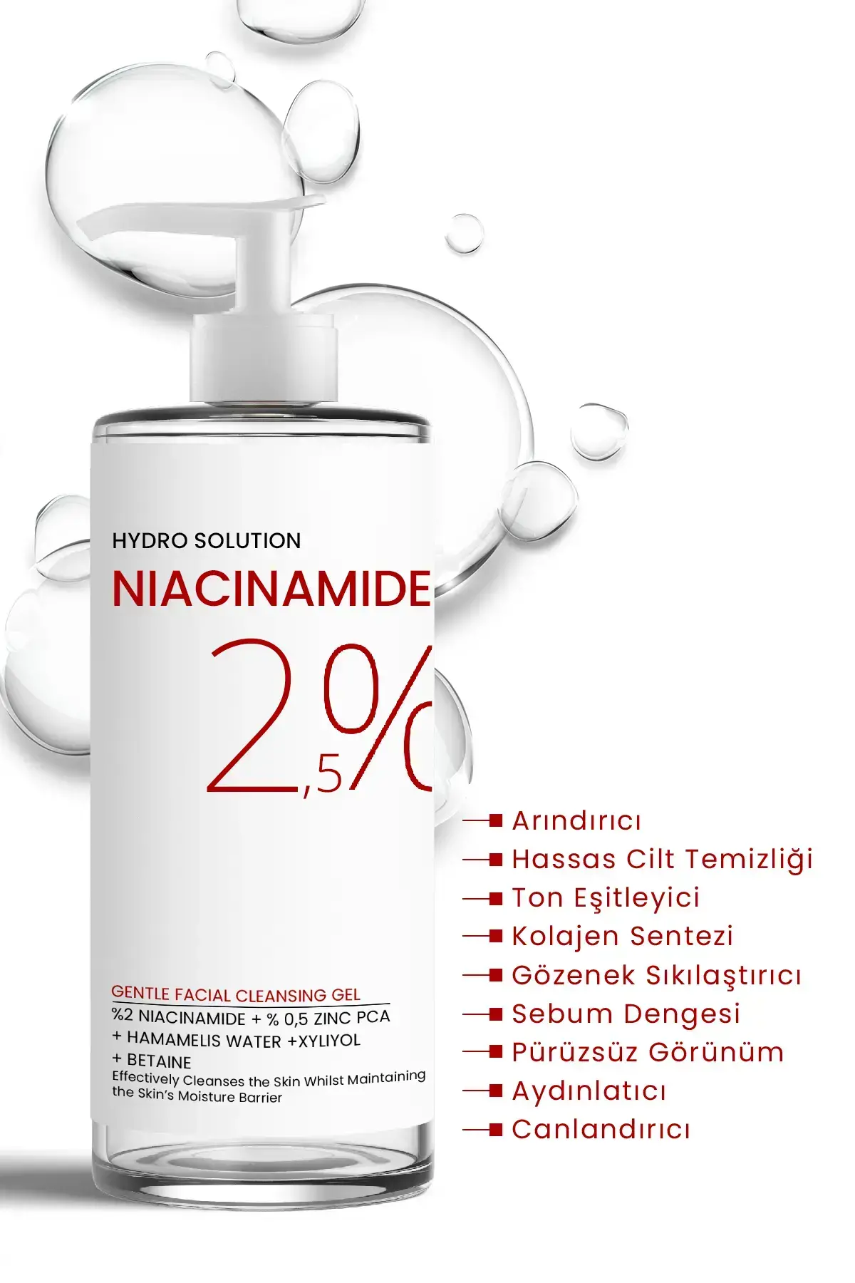 HYDRO SOLUTION Sensitive Niacinamide Face Cleansing Gel 200 ML - 2