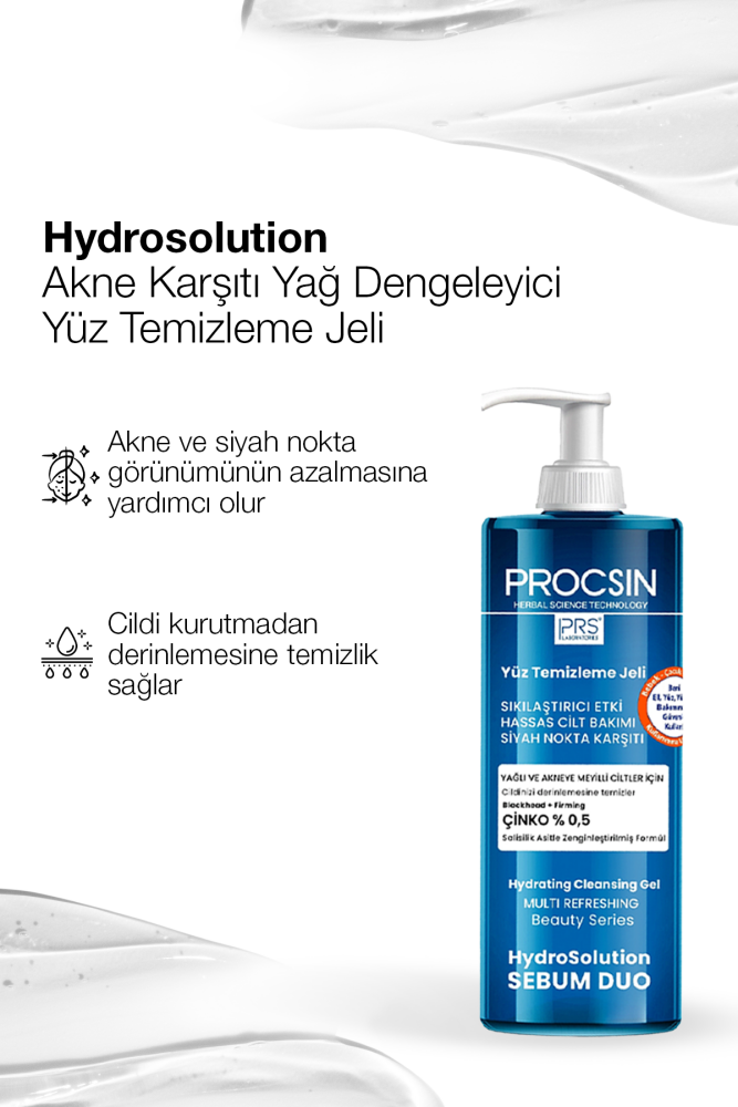 Hydrosolution Akne Karşıtı Yağ Dengeleyici Yüz Temizleme Jeli 400 ML - 2