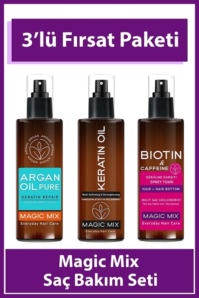 MAGIC MIX Argan + Keratin + Biotin Oil Üçlü Avantajlı Set - 1