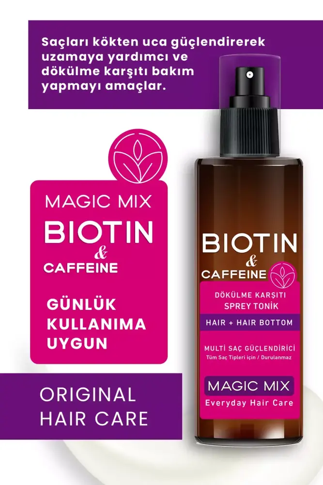 MAGIC MIX Biotin ve Kafein İçeren Saç Kökü Güçlendirici Hızlı Uzamaya Yardımcı Tonik 110 ML - Thumbnail
