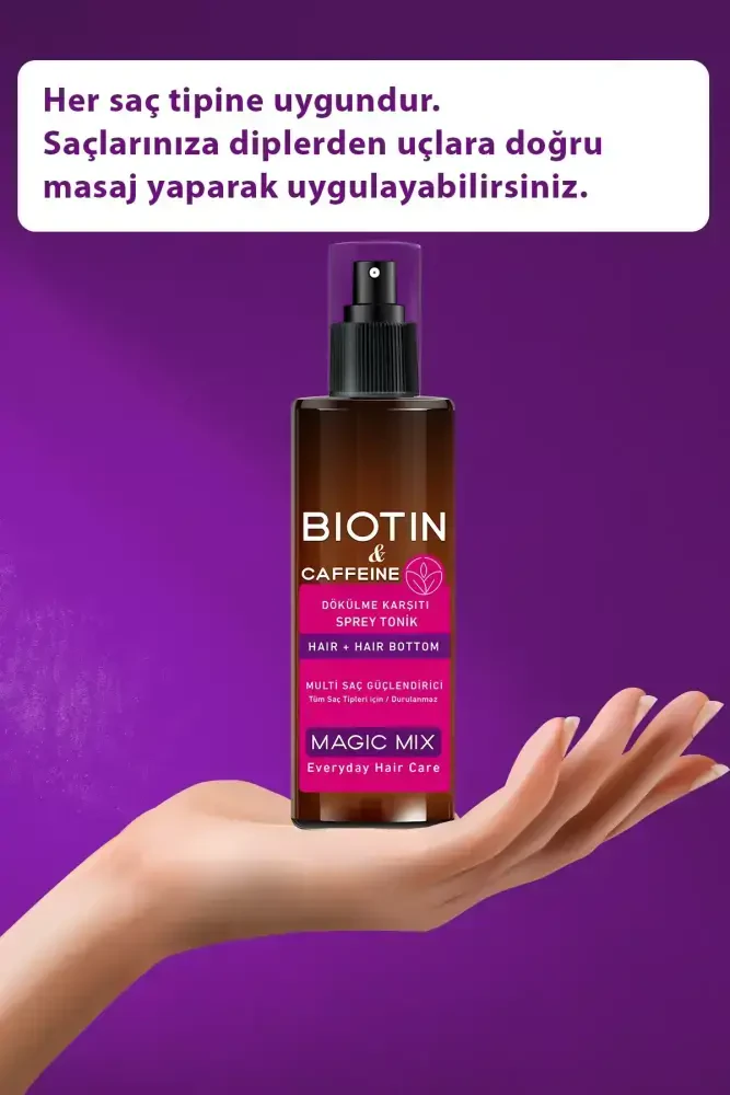 MAGIC MIX Biotin ve Kafein İçeren Saç Kökü Güçlendirici Hızlı Uzamaya Yardımcı Tonik 110 ML - Thumbnail