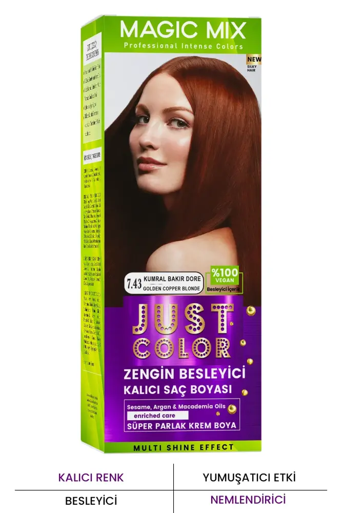 PROCSIN Magic Mix COLOR KIT Parlak ve Canlı 7.43 KUMRAL BAKIR DORE Kalıcı Saç Boyası - 1