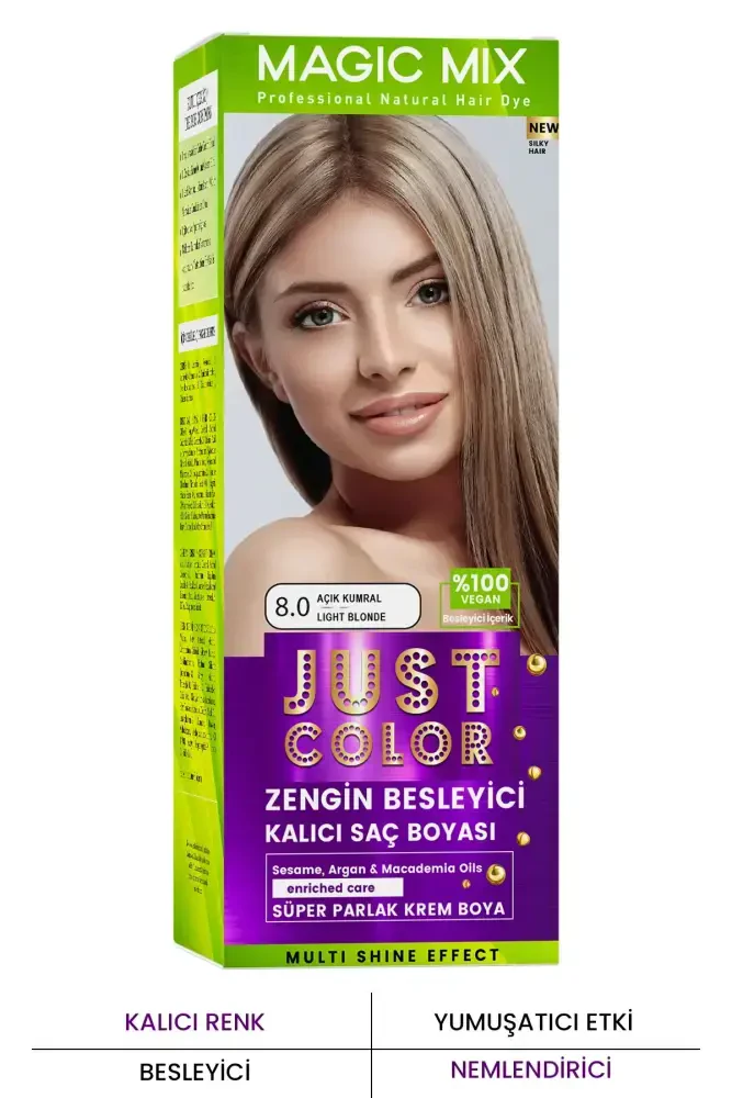 PROCSIN Magic Mix COLOR KIT Parlak ve Canlı 8.0 AÇIK KUMRAL Kalıcı Saç Boyası - PROCSIN
