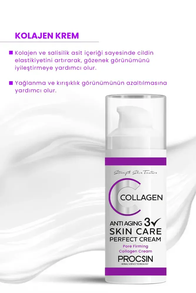 PROCSIN Yaşlanma ve Kırışıklık Karşıtı Kolajen Krem 50 ML - 3