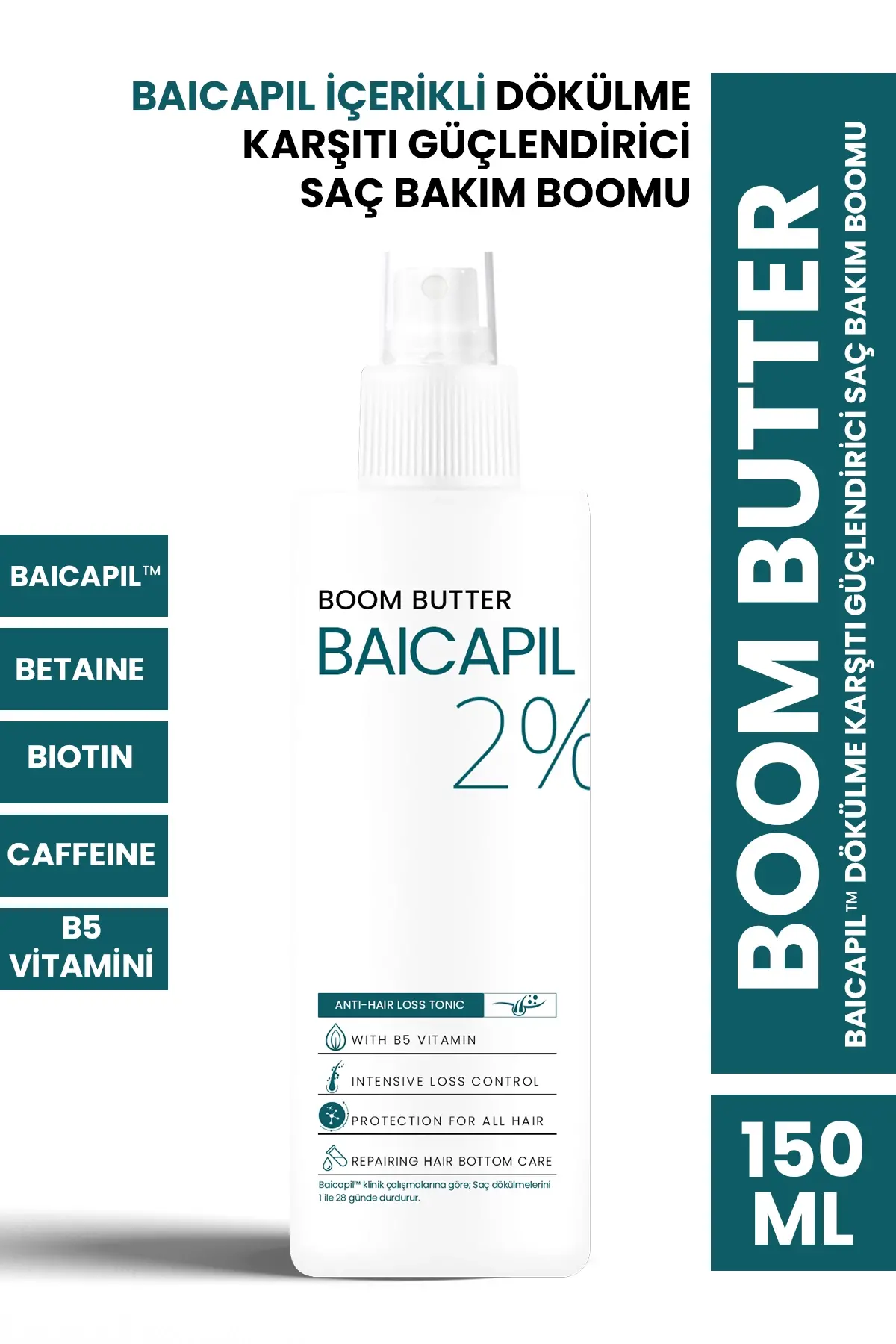 BOOM BUTTER Baicapil içerikli Dökülme Karşıtı Güçlendirici Saç Bakım Boomu 150 ML - 1