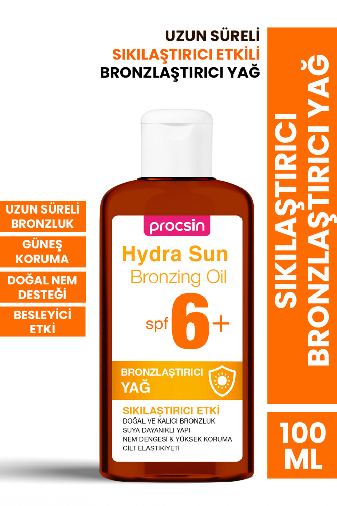 PROCSIN Kalıcı Bronzluk SPF 6+ Yoğun Bronzlaştırıcı Yağ 100 ML - 1