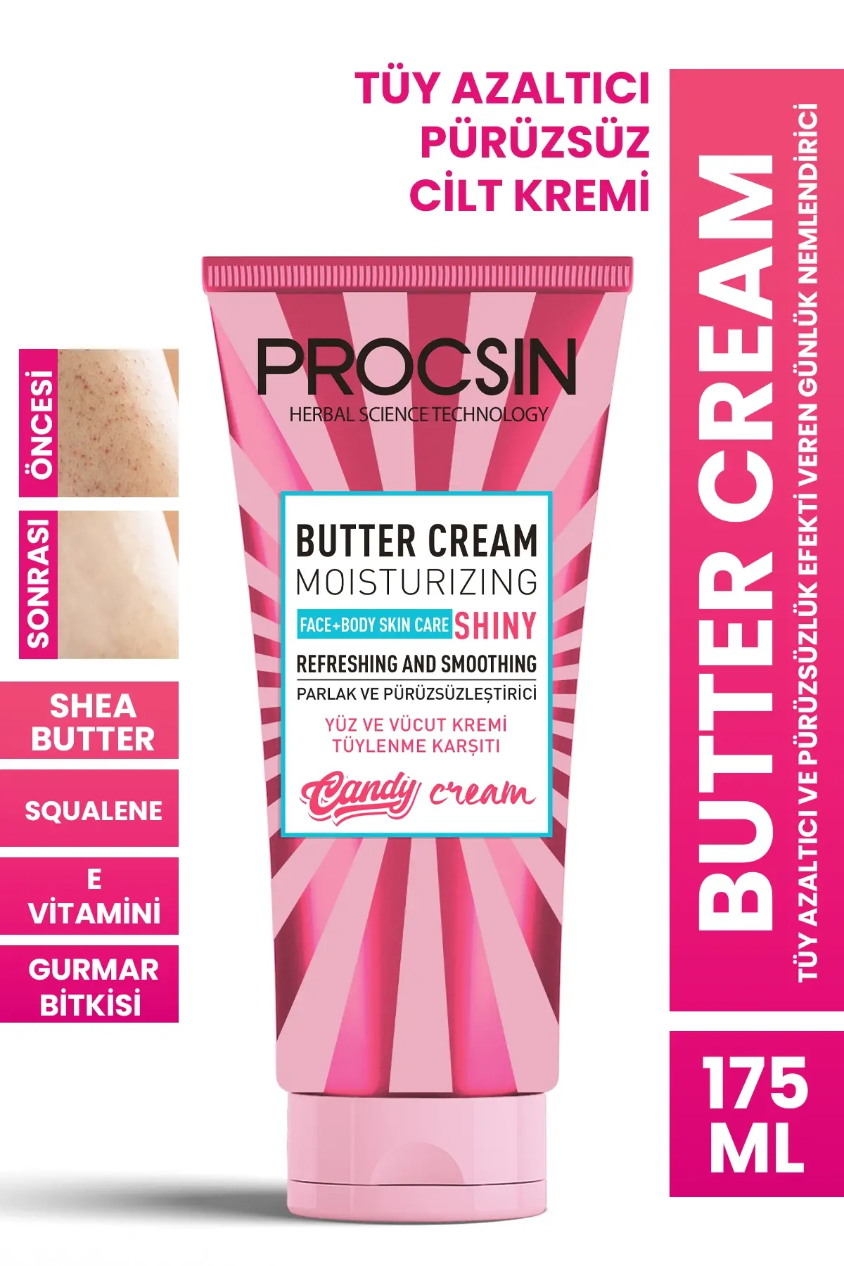 PROCSIN Butter Cream Tüy Azaltıcı ve Pürüzsüzlük Efekti Veren Günlük Nemlendirici 175 ML - 1