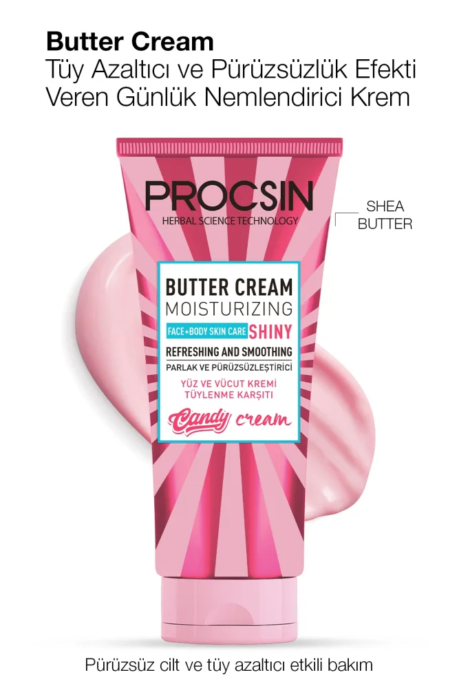 PROCSIN Butter Cream Tüy Azaltıcı ve Pürüzsüzlük Efekti Veren Günlük Nemlendirici 175 ML - PROCSIN