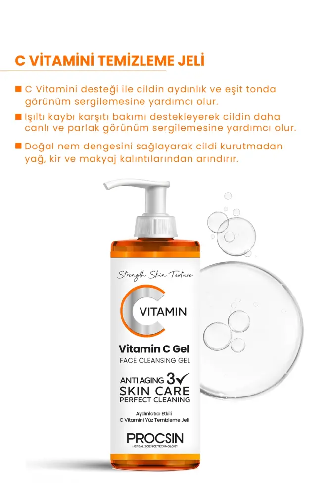 PROCSIN Aydınlatıcı Etkili C Vitamini Yüz Temizleme Jeli 150 ML - 2