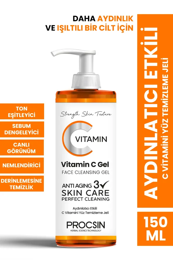 PROCSIN Aydınlatıcı Etkili C Vitamini Yüz Temizleme Jeli 150 ML - 1