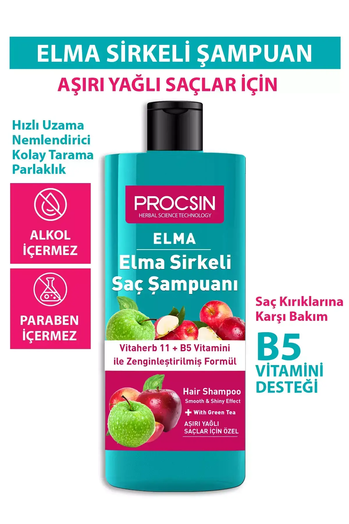 PROCSIN Aşırı Yağlanma Karşıtı Elma Sirkesi Şampuanı 300 ML - 2