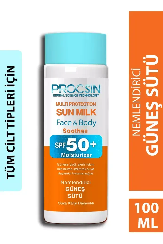 PROCSIN SPF50+ Yüksek Koruyucu Yoğun Nemlendirici Güneş Sütü 100 ML