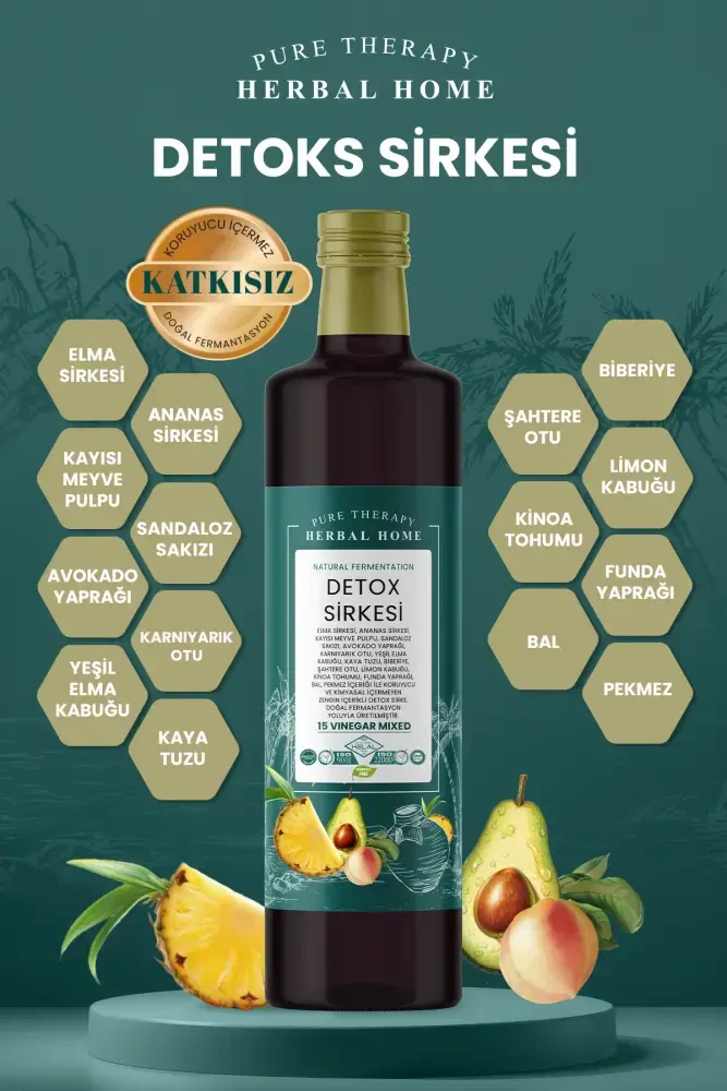 PROCSIN HERBAL HOME Detoks Sirkesi (Doğal Fermantasyon) Ödem Kilo Büyük Boy 500 ML - PROCSIN