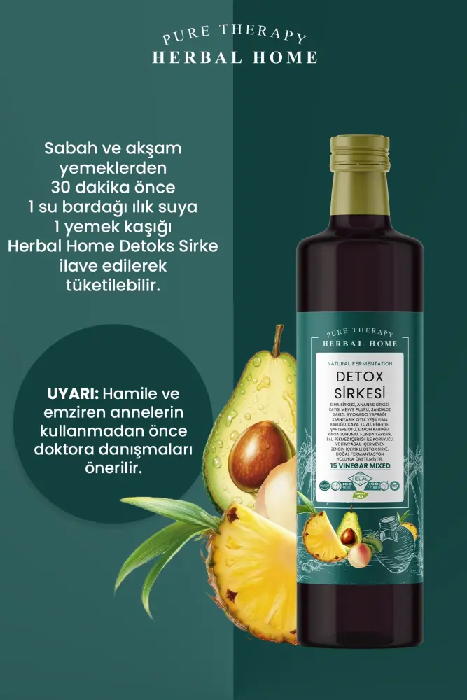 PROCSIN HERBAL HOME Detoks Sirkesi (Doğal Fermantasyon) Ödem Kilo Büyük Boy 500 ML - 2