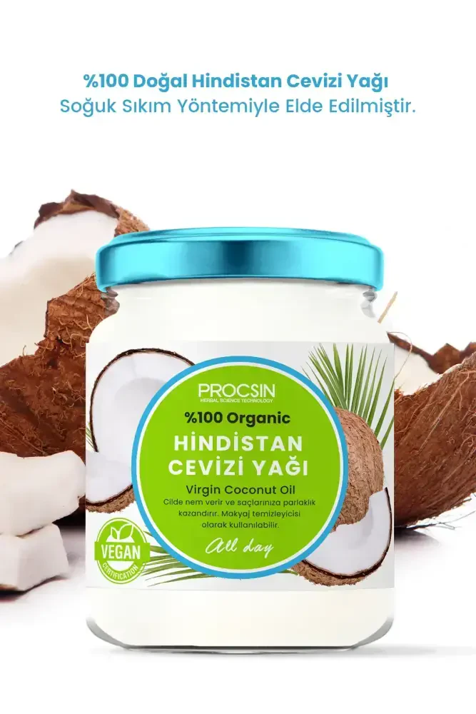 PROCSIN Doğal Nemlendirme %100 Doğal Hindistan Cevizi Yağı (Yüz, Vücut, Saç) 190 ML - 4