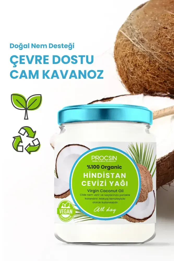 PROCSIN Doğal Nemlendirme %100 Doğal Hindistan Cevizi Yağı (Yüz, Vücut, Saç) 190 ML - 5