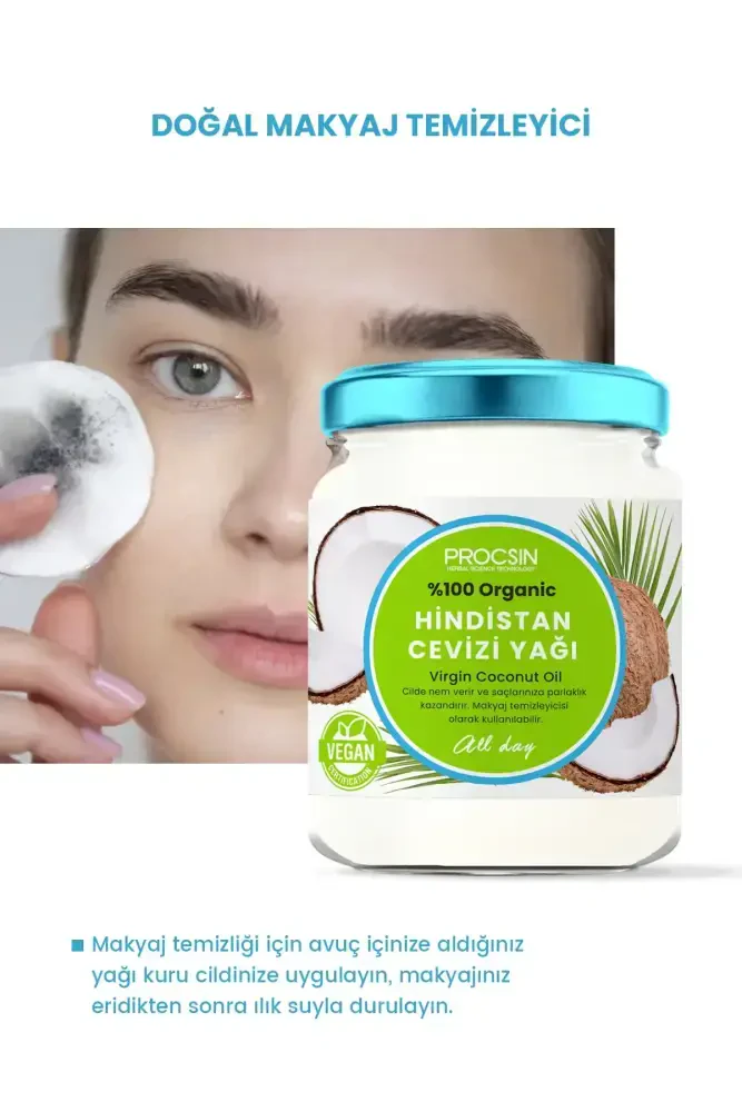 PROCSIN Doğal Nemlendirme %100 Doğal Hindistan Cevizi Yağı (Yüz, Vücut, Saç) 190 ML