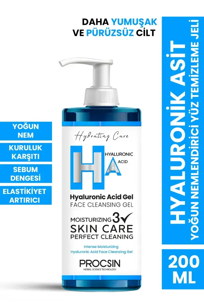 PROCSIN Hyaluronik Asit Yoğun Nemlendirici Yüz Temizleme Jeli 200 ML - PROCSIN