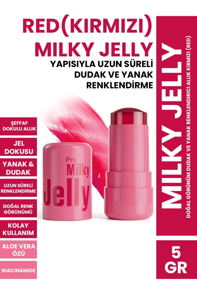 PROCSIN Milky Jelly Doğal Görünüm Dudak ve Yanak Renklendirici Allık Kırmızı (Red) 5 GR - 1