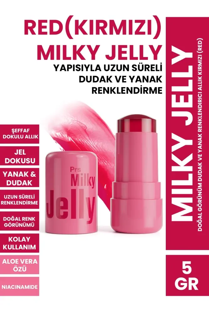 PROCSIN Milky Jelly Doğal Görünüm Dudak ve Yanak Renklendirici Allık Kırmızı (Red) 5 GR - PROCSIN