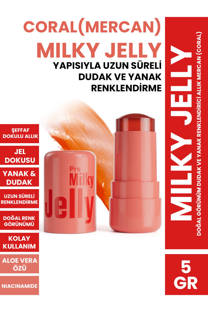 PROCSIN Milky Jelly Doğal Görünüm Dudak ve Yanak Renklendirici Allık Mercan (Coral) 5 GR - PROCSIN