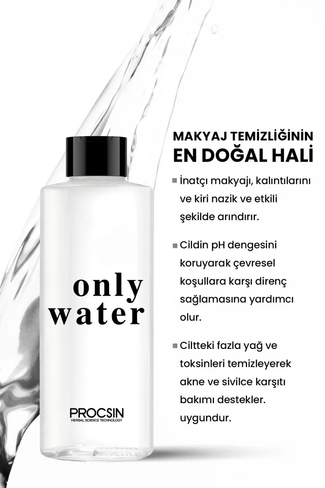 PROCSIN Only Water (%100 SU) Doğal Cilt ve Makyaj Temizleyici - 3