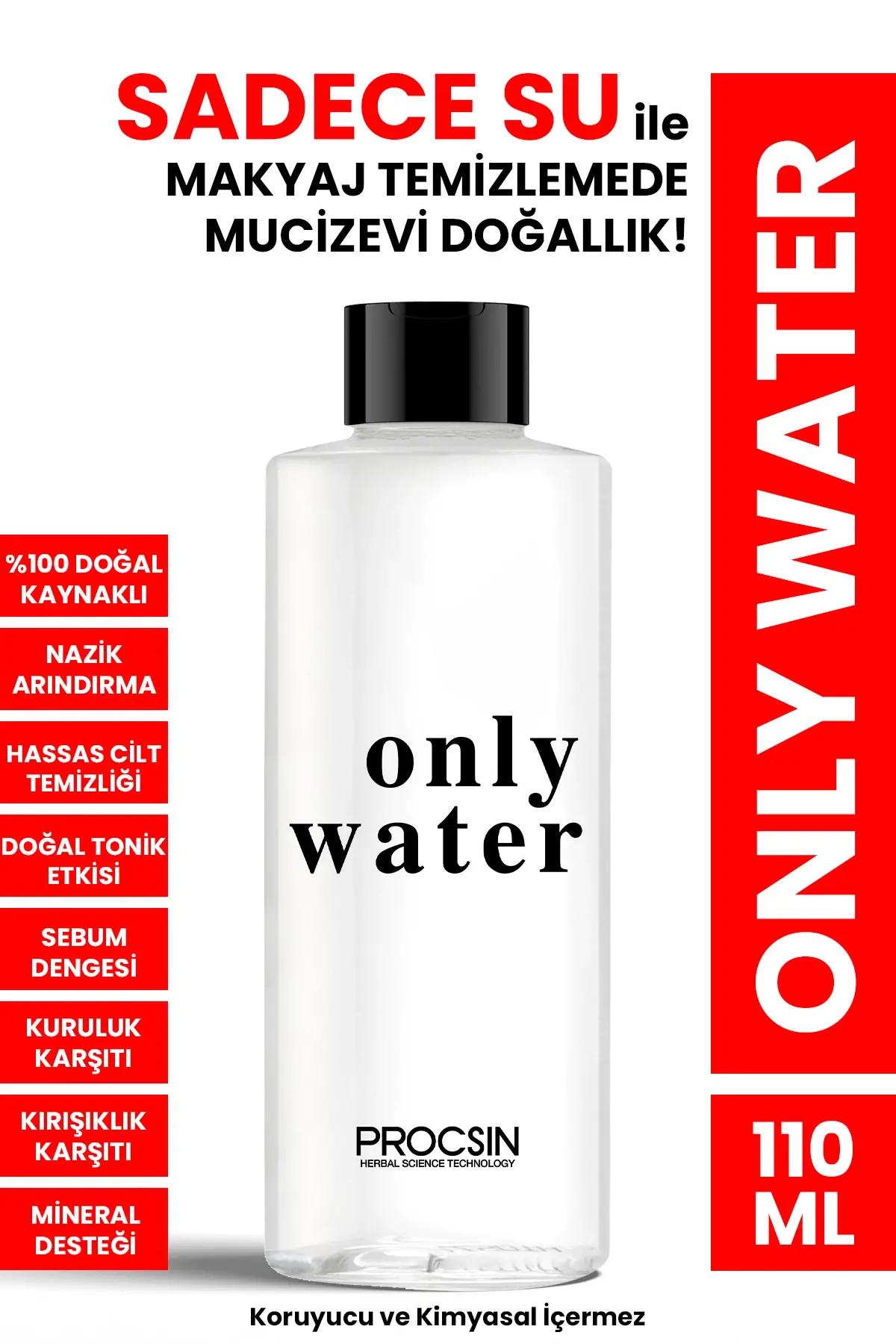PROCSIN Only Water (%100 SU) Doğal Cilt ve Makyaj Temizleyici - 1