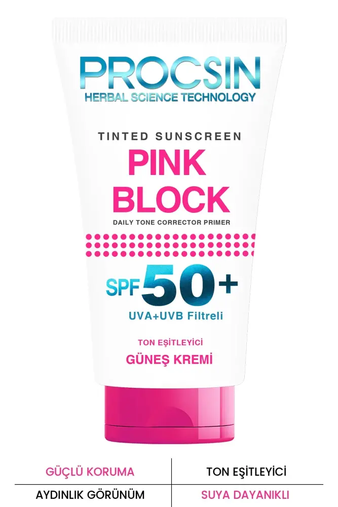 PROCSIN Pink Block Aydınlatıcı ve Ton Eşitleyici SPF50+ Güneş Kremi 50 ML - 2