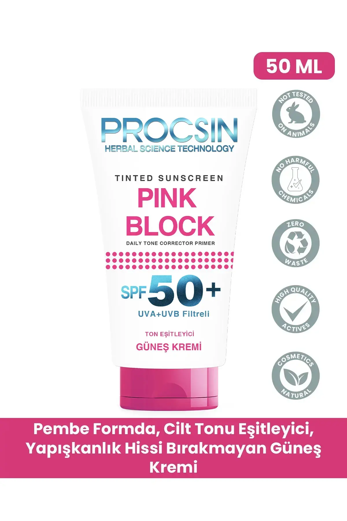 PROCSIN Pink Block Colored SPF50+ Sunscreen 50 ML - 1