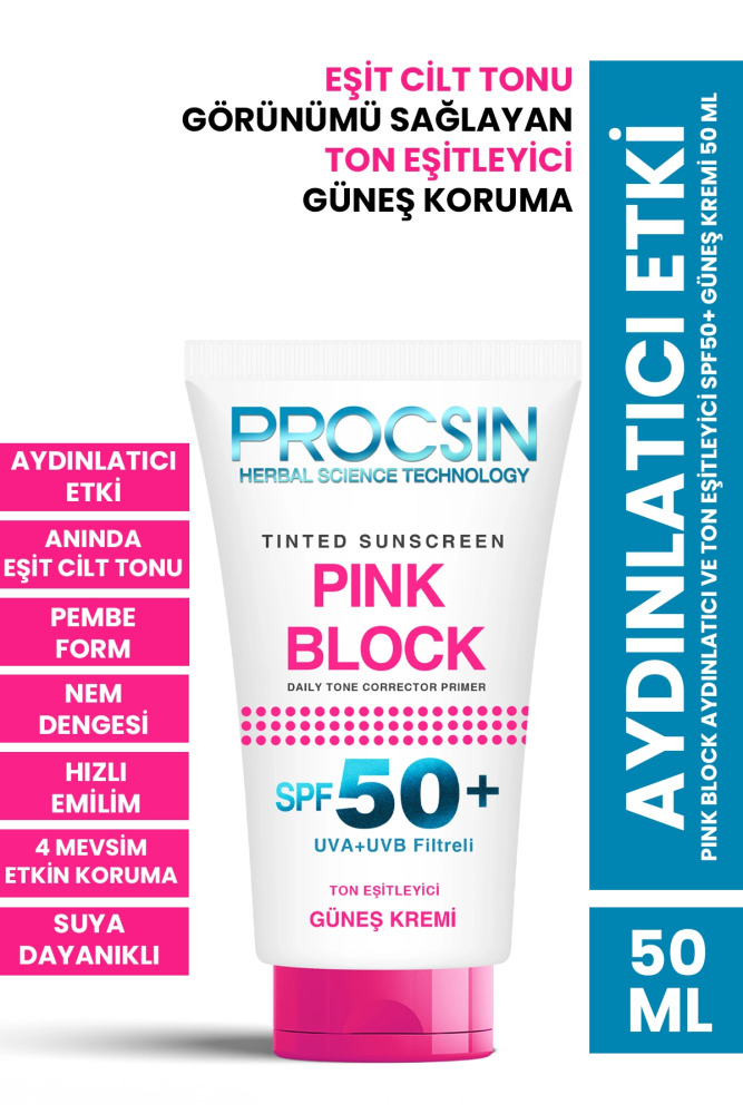PROCSIN Pink Block Colored SPF50+ Sunscreen 50 ML - PROCSIN