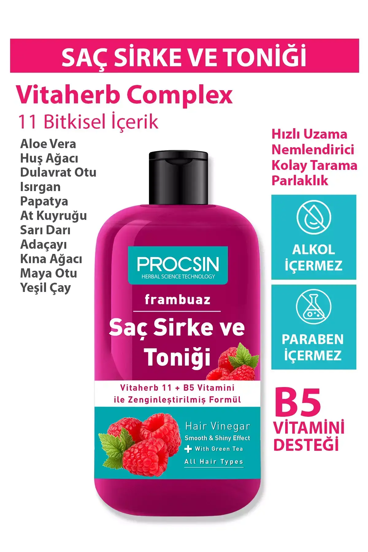 PROCSIN Raspberry Hair Vinegar and Tonic 250 ML - 2