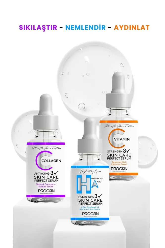 Üçlü Serum Paketi (C VİTAMİNİ - KOLAJEN - HYALURONİK ASİT SERUMU) - 3