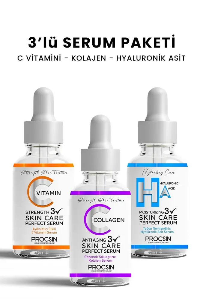 Üçlü Serum Paketi (C VİTAMİNİ - KOLAJEN - HYALURONİK ASİT SERUMU) - 1