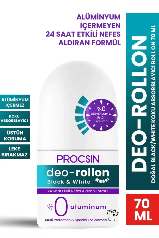 PROCSIN Natural Black/White Odor Absorber Roll On 70 ML - PROCSIN