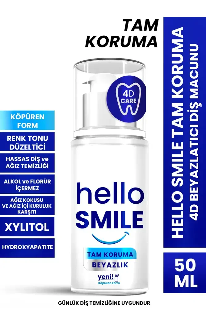 HELLO SMILE Tam Koruma 4D Beyazlatıcı Diş Macunu 50 ML - 1