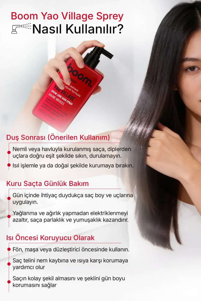 Yao Village(Köyü) Uzamayı Destekleyen ve Dökülme Önleyici Saç Spreyi - 4